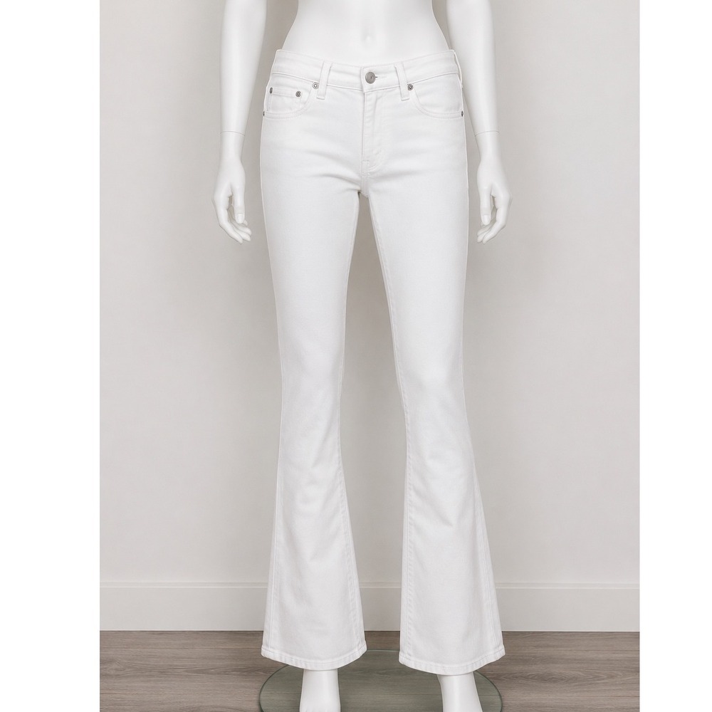 7 For All Mankind High Waist Slim Kick White Jeans Womens Size 25 27" Inseam